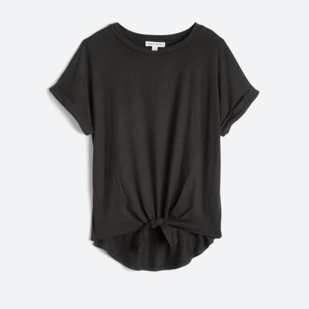 Crown of Hearts Black Roll Cuff, Bottom Knot Tee | Small